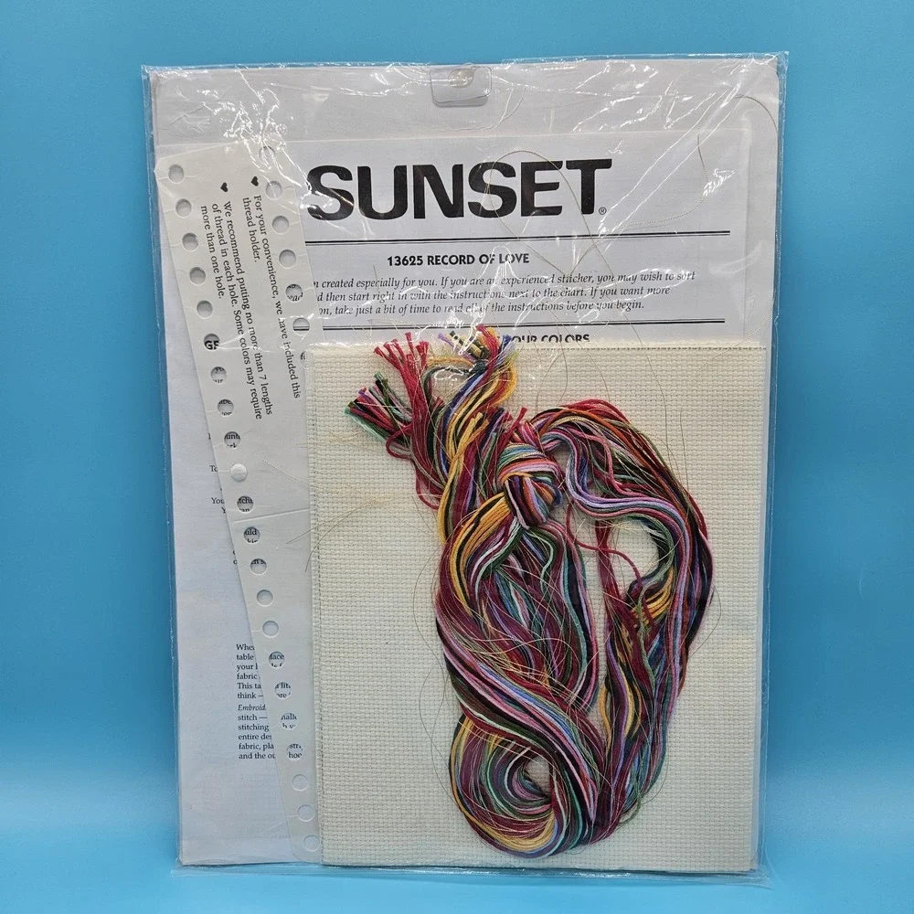 VTG Sunset RECORD OF LOVE Counted Cross Stitch Kit Abbey Press Love Marriage